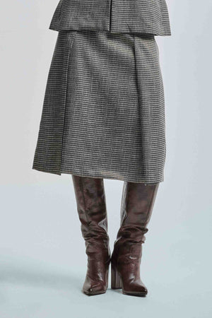 FLARED MICROCHECK SKIRT WITH PLEATS - SKIRT HELLIS