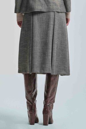 FLARED MICROCHECK SKIRT WITH PLEATS - SKIRT HELLIS