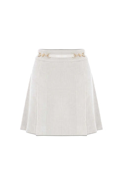RELAXED CHIC SHORT RIBBED LIGHTLY CREASED SKIRT - SKIRT WITH APPLICATION ARACELIA