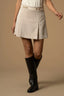 RELAXED CHIC SHORT RIBBED LIGHTLY CREASED SKIRT - SKIRT WITH APPLICATION ARACELIA