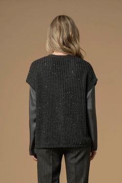 CHIC SLEEVELESS BUTTON UP V NECK SWEATER - SWEATER INISIO