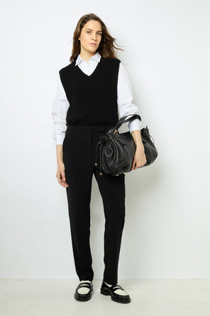 ELASTICATED BLACK SLIM PANTS - NEA