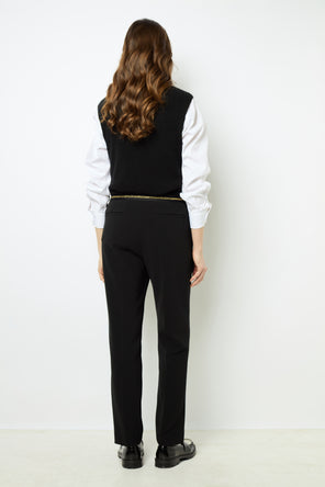 ELASTICATED BLACK SLIM PANTS - NEA