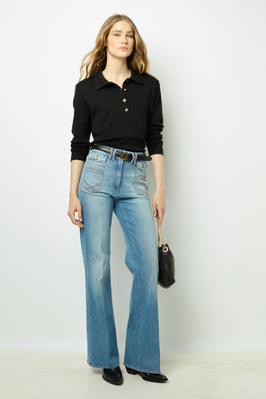 TWO-TONE COTTON POLO SHIRT - ALFREDINE