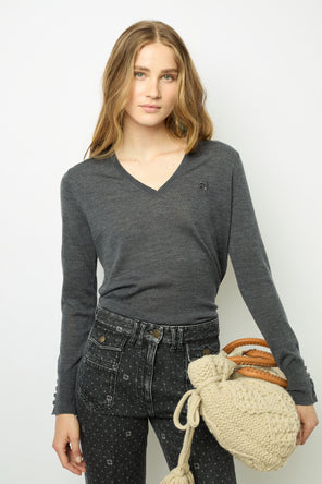 FINE WOOL V-NECK SWEATER - JULIETTE