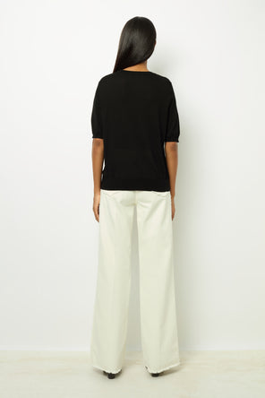 FINE WOOL SHORT-SLEEVED SWEATER - JASNA