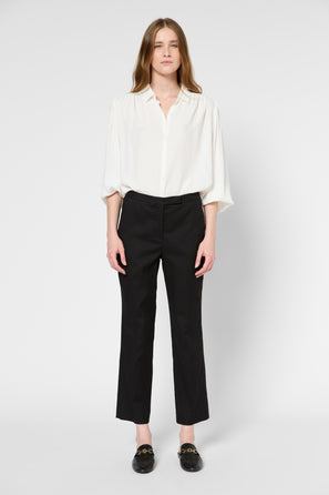 ELASTICATED STRAIGHT COTTON PANTS - LOUISE