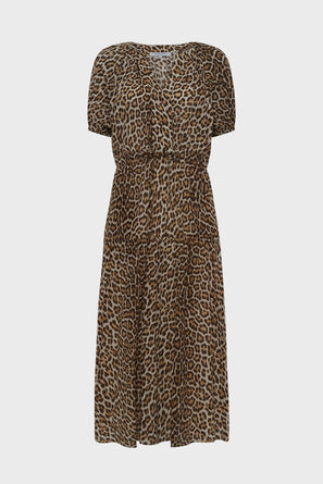 LEOPARD PRINT COTTON MAXI DRESS - PERLE