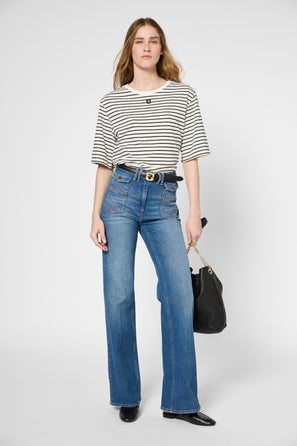 LOOSE STRIPED COTTON T-SHIRT - GHISLAINE