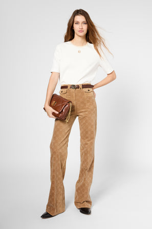 COTTON T-SHIRT WITH GOLD-TONE COLLAR - GINETTE