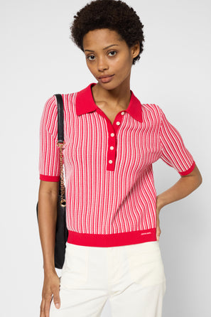 TWO-TONE SHORT-SLEEVE POLO SHIRT – JARELLE