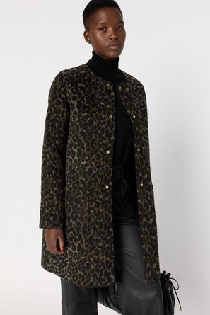 REVERSIBLE PLAIN AND LEOPARD COAT - MATILDA