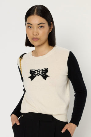 WOOL SWEATER WITH PRINTED BOW - EDEN