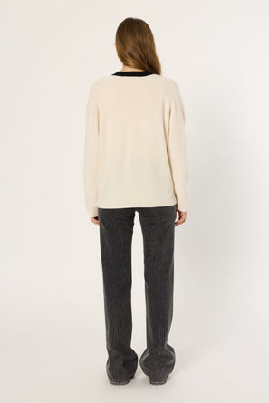 TWO-TONE WOOL CARDIGAN - ESTER