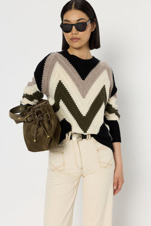 WOOL SWEATER WITH GRAPHIC HERRINGBONE PATTERN - ELISSA
