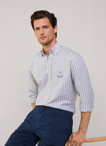 REGULAR FIT REGIMENTAL STRIPED OXFORD SHIRT