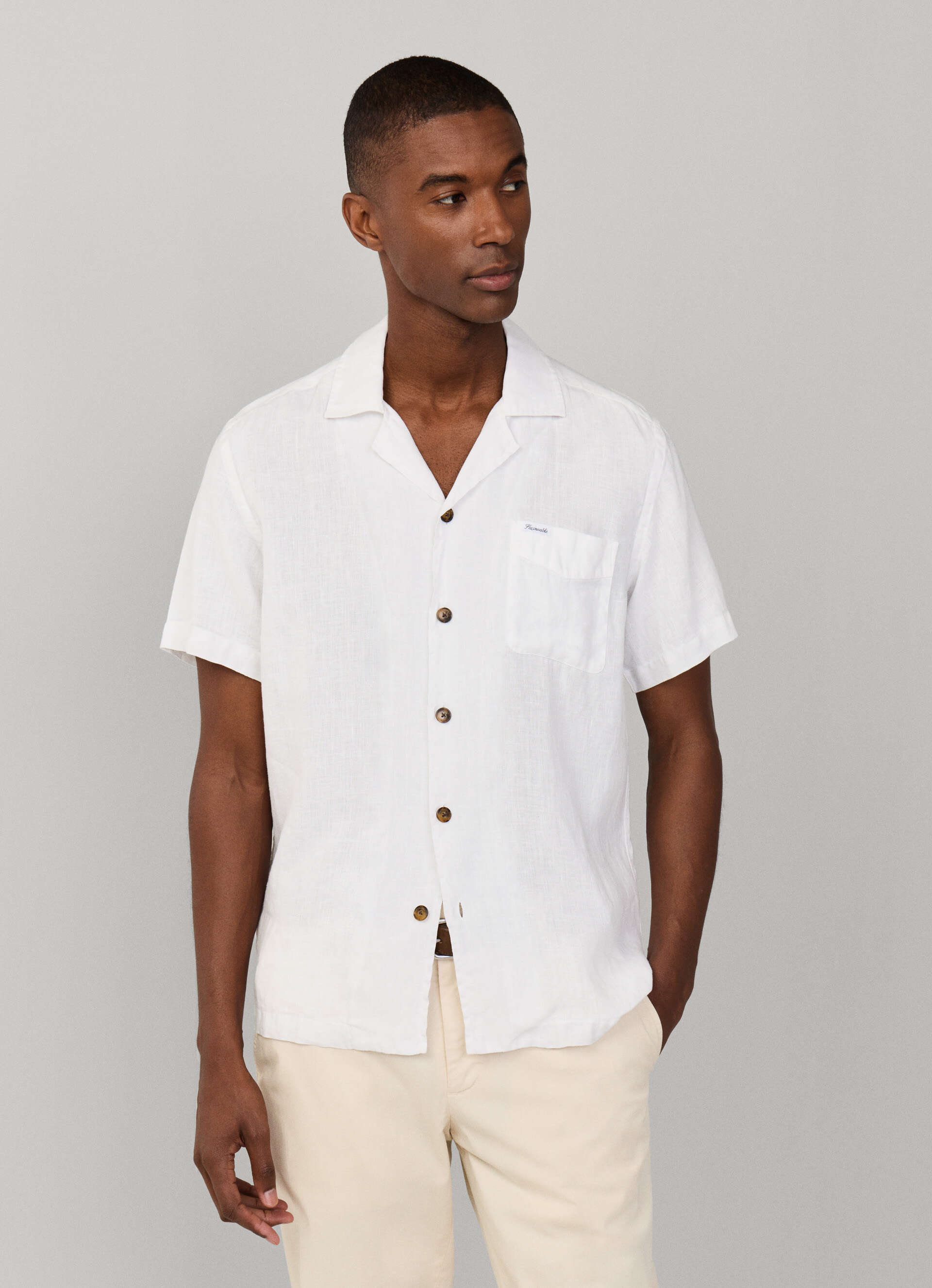 FAÇONNABLE REGULAR FIT SHORT SLEEVE LINEN SHIRT – Fashion Avenue Jo