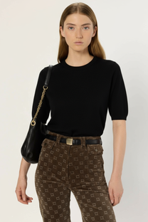 SLEEVELESS ROUND-NECK FINE WOOL SWEATER - ELSA