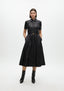 FAUX LEATHER A-LINE DRESS WITH BELT