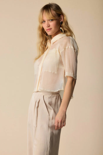 SHORT SLEEVE SHEER DESIGNER BLOUSE - BLOUSE LOSILLE