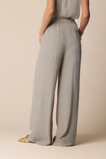 FLOWING GREY TROUSERS WITH PLEATED WAIST DETAILING - TROUSERS ICARO
