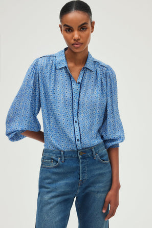 FLUID SHIRT WITH GEOMETRIC FLOWERS - USHA