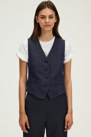 RAW DENIM SLEEVELESS VEST - ROCIA