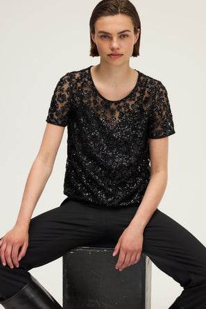 SEQUINED FLORAL TOP - ALVY