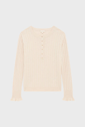 FINE RIBBED SWEATER WITH GOLD BUTTONS - EDORA