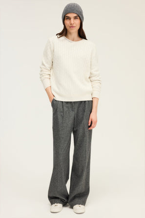 FINE WOOL CABLE-KNIT SWEATER - EMI