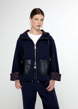 PU SWEATSHIRT WITH POCKETS