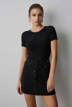 SHORT SLEEVES KNITTED BLOUSE