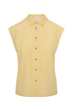 SLEEVELESS SHIRT WITH BEJEWELED BUTTONS