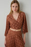 LACE CROP TOP WITH PLEATED SLEEVES - GOLD LABEL
