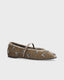 LOLA CRUZ VELVET MARY JANE FLATS