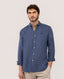 EL GANSO GARMENT DYED BUTTON DOWN LINEN SHIRT NAVY