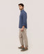 EL GANSO GARMENT DYED BUTTON DOWN LINEN SHIRT NAVY