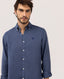 EL GANSO GARMENT DYED BUTTON DOWN LINEN SHIRT NAVY