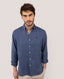 EL GANSO GARMENT DYED BUTTON DOWN LINEN SHIRT NAVY