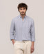EL GANSO YALE LINEN SHIRT, BUTTON DOWN, BEIGE, MEDIUM BLUE