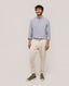 EL GANSO YALE LINEN SHIRT, BUTTON DOWN, BEIGE, MEDIUM BLUE