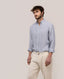 EL GANSO YALE LINEN SHIRT, BUTTON DOWN, BEIGE, MEDIUM BLUE