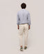 EL GANSO YALE LINEN SHIRT, BUTTON DOWN, BEIGE, MEDIUM BLUE