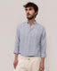 EL GANSO YALE LINEN SHIRT, BUTTON DOWN, BEIGE, MEDIUM BLUE