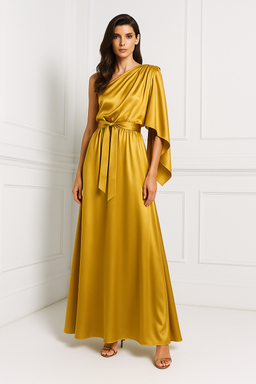 SATIN ONE-SHOULDER DRESS