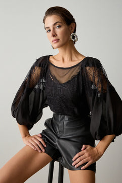 SHEER BLOUSE WITH LACE