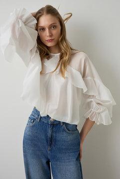 BALLON BLOUSE WITH RUFFLES