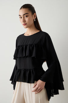 BLOUSE WITH LONG SLEEVES AND RUFFLES