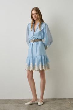 MINI DRESS WITH LONG SLEEVES AND LACE