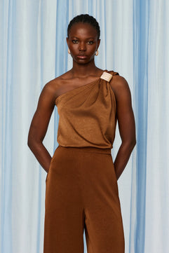 SATIN BLOUSE WITH ONE SHOULDER - GOLD LABEL
